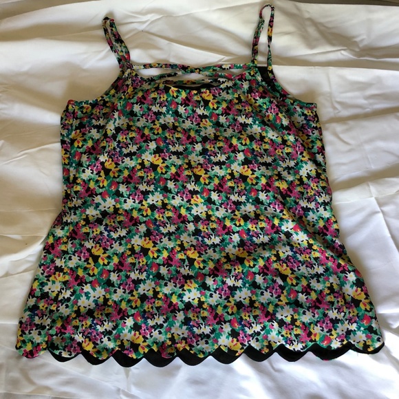 floral print scalloped hem tank - Picture 3 of 7